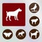 Animals vectors, icons, illustrations, red and brown backkckground