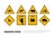 Animals yellow warning signs. Set of danger stickers and icons