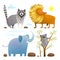 Animals zoo clip art collection lion elephant raccoon koala design set