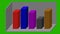 Animated 3D bar graph - different colors - green screen