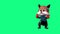 Animated 3d cartoon foxy with boxing gloves on green background