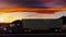 Animated 3D semi trailer truck at sunset