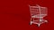Animated 3D shopping cart on red