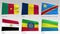 Animated African flags collection with alpha channel, Cameroon, Chad, Democratic republic of Congo, Egypt, Ethiopia, Gabon