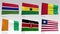 Animated African flags collection with alpha channel, Gambia, Ghana, Guinea, Ivory coast, Kenya, Liberia