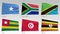 Animated African flags collection with alpha channel, Somalia, South Africa, Tanzania, Togo, Tunisia, Uganda