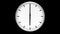 Animated analog clock, time lapse, on black background