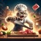 Animated anthropomorphic cat Chef wear hat Enthusiastically Prepares Meal in photo art Kitchen Set
