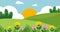 Animated background of green and cool hills scenery with beautiful flowers