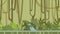 Animated background. Green jungle forest with river. Flat animation, parallax. Footage.