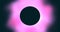 Animated background of lunar eclipse black hole neon glow white and pink gradation