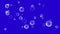 Animated background of white bubbles on a blue screen