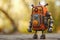 Animated Backpack cartoon robot. Generate AI