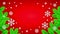 Animated banner for text with Christmas tree branches. Snowflake on a red background. 4K animation Merry Christmas and