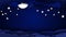 Animated beautiful night background, moon, stars and clouds. copy space