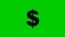 Animated black icon of dollar. Radiance from rays around symbol. Concept of business, money. Flat vector illustration
