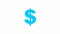 Animated blue icon of dollar. Radiance from rays around symbol. Concept of business, money. Flat vector illustration