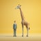 Animated Businessman And Giraffe: A Playful Naive Realism Illustration