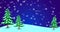 Animated cartoon background with christmas trees in snowy winter