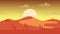 Animated cartoon background. Looped animation of desert landscape with cactuses. Flat footage with parallax effect. side view