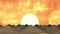Animated Cartoon of Desert Dunes with Big Sun