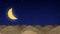 Animated Cartoon Desert Dunes on a Starry Night with Moon