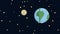 Animated Cartoon Earth and Moon from Outer Space with Stars