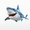 Animated Cartoon Shark Flying On White Background