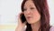 Animated caucasian woman talking on phone