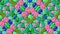 Animated changing jewel kaleidoscope mosaic background seamless loop video - retro blue green turquoise pink puprle colors