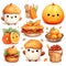 Animated, cheerful, pleasant with smiles and eyes harvest from the field. Pumpkin as a dish of thanksgiving for the harvest,