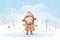 animated child in a field, enjoying snowflakes