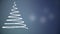 Animated Christmas tree with falling snowflakes on blue background. Christmas mood.
