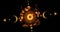 Animated Circle of a moon phases and radiant Sun, gold sacred geometry. Video of Triple moon pagan wiccan goddess symbol