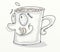 Animated coffee cup with lay out stretch hand drawn marker and pantone