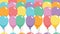 Animated color balloons fly from bottom to top. Flat vector illustration