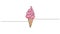 animated colored single line drawing of ice cream cone with soft serve