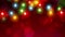 Animated colorful christmas lights. Merry Christmas happy new year holiday greeting card. Glowing lights on red background