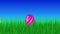 Animated colorful rolling eggs in green grass. Footage for Easter. Holiday template in video format 4K.