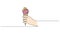 animated colorized single line drawing of hand holding ice cream cone