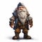 Animated Comic Gnome Character With Long Beard - Realistic Fantasy Artwork