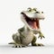 Animated Crocodile: Lively And Realistic Caiman Design On White Background