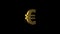 Animated currency golden euro color rotates on a black background