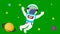 Animated cute astronaut with planets in the space. Spaceman flies among the stars.