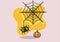 Animated cute black spider and spider web