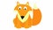 Animated cute fox sits. Looped video.