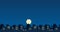 Animated cute urban city background at night with moonlight under screen displayanimated cute little urban city building backgroun