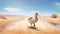 Animated Duck Walking On Dirt Road In Daz3d Style Desert