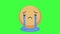 Animated Emoji Crying Face Infinite loop Green Screen background 4K