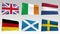 Animated European flags collection with alpha channel, England, Ireland, Netherlands, Germany, Scotland, Sweden